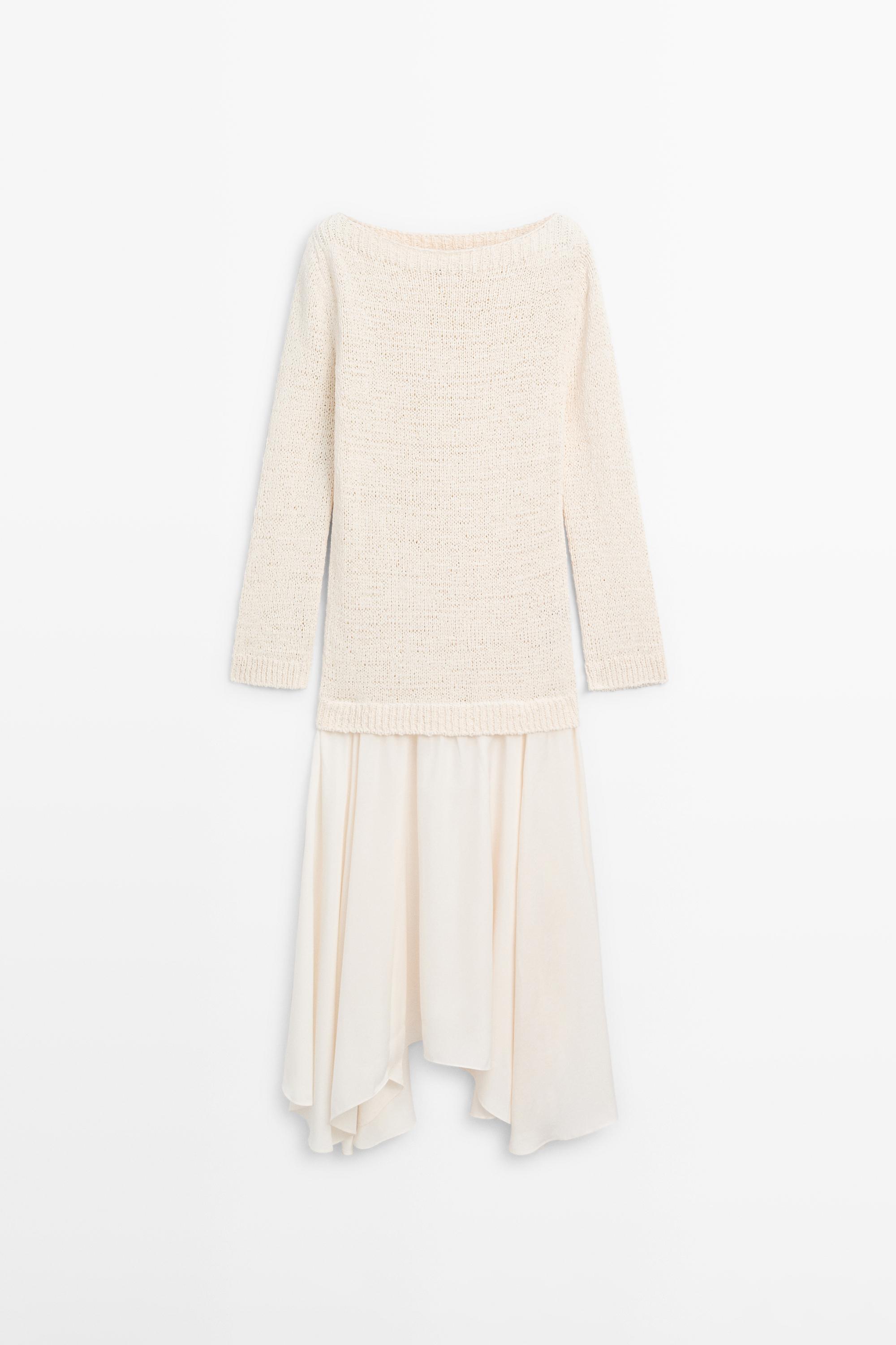 Combined asymmetric midi dress