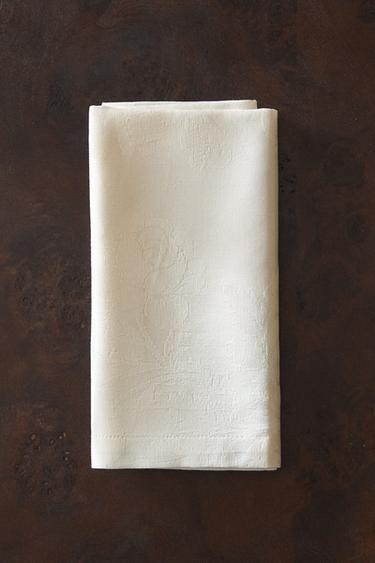 SET OF JACQUARD NAPKINS WITH ROSES (SET OF 2) - White by Zara