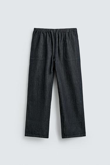 Zara 休閒版慢跑牛仔褲 - 海藍色