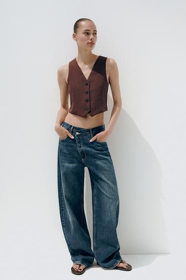 GILET DOS DÉCOUPÉ - Marron foncé de Zara