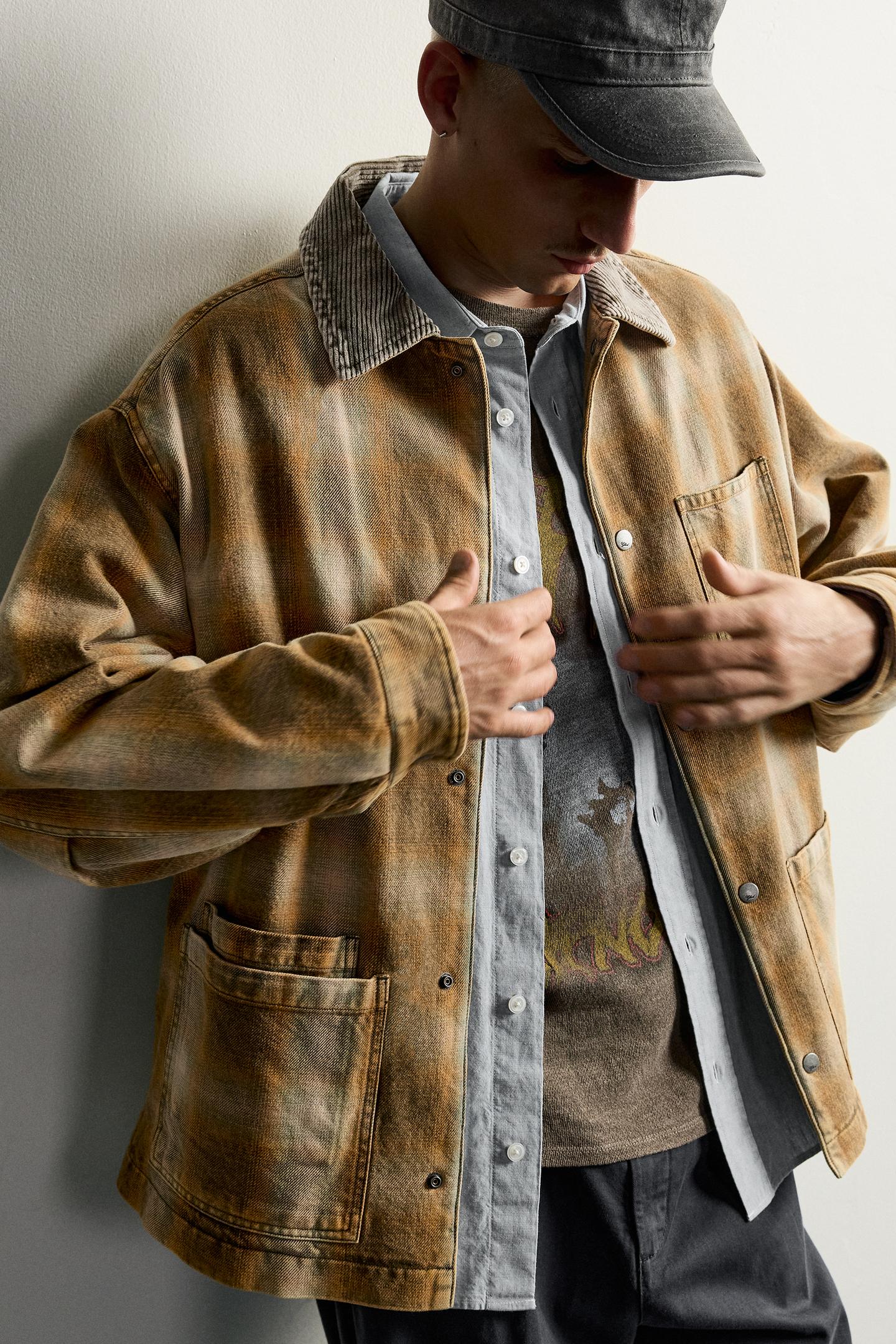Мужская куртка Zara Washed Quilted Check, цвет: Жёлтый — фото 5