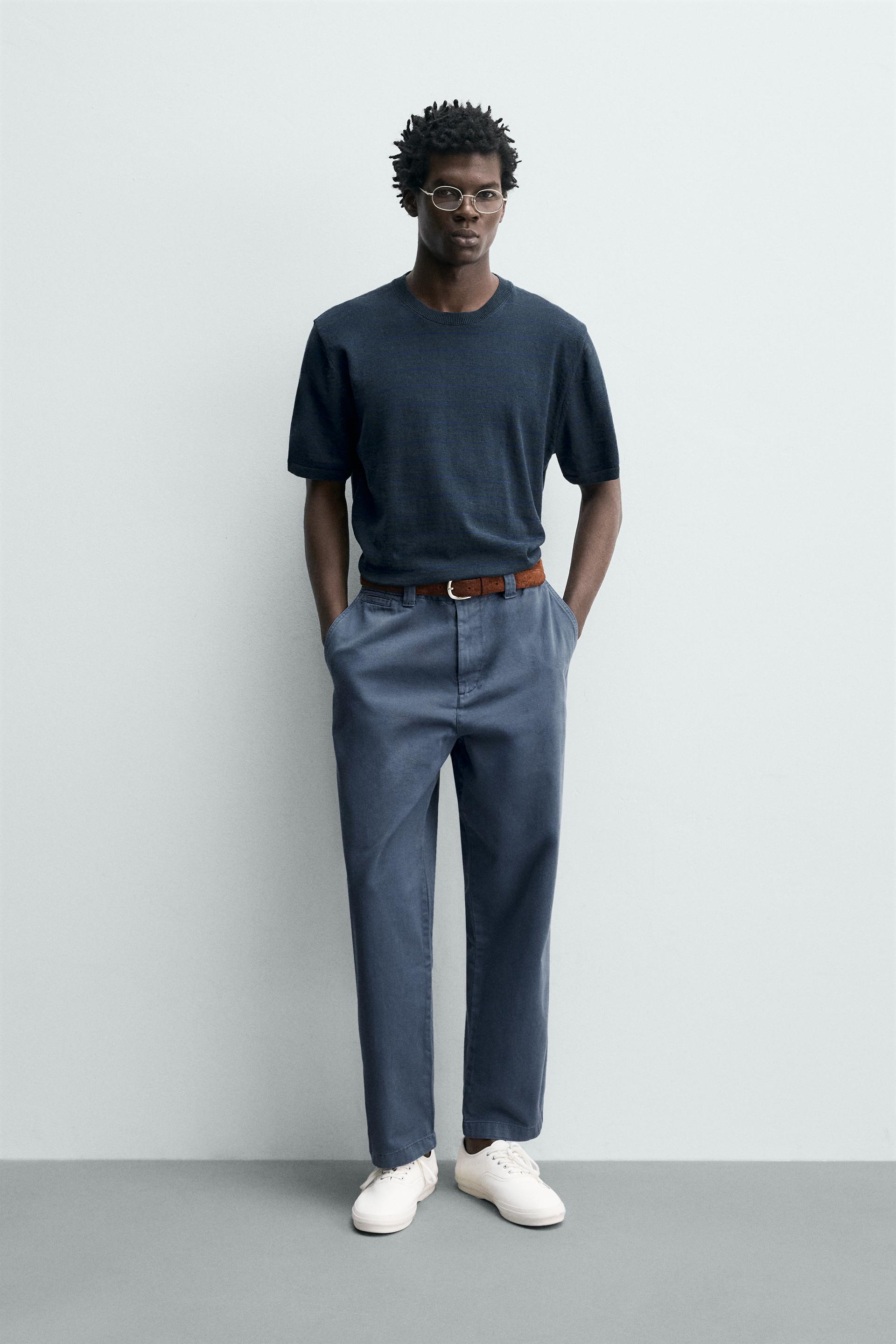 Washed Straight-Leg Chino Trousers