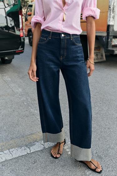 Z1975 BARREL mid-waist JEANS WITH TURN-UP HEMS - Blue by Zara - Image 3