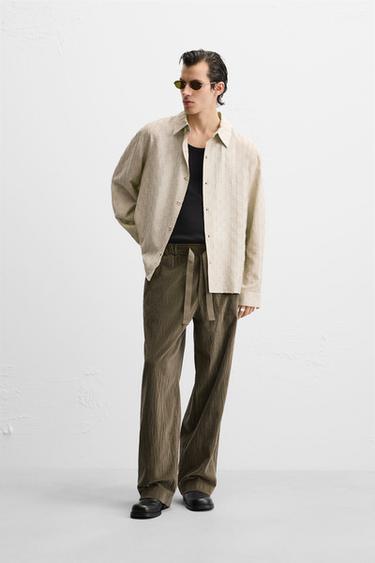 Zara FRAYED JACQUARD SHIRT - taupe brown - Image 0