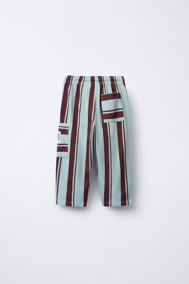 STRIPED CARGO TROUSERS - Light blue by Zara - Image 1