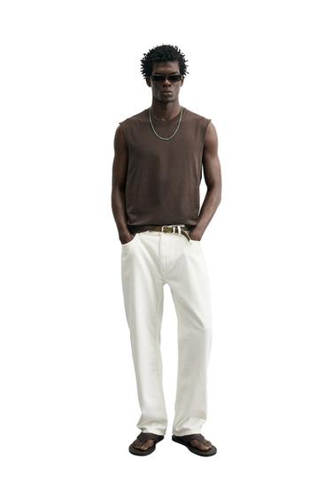 Zara LIGHTWEIGHT RELAXED FIT TANK TOP - Brown