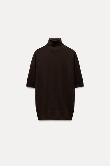 CASHMERE AND SILK HIGH NECK SWEATER - Brown by Zara