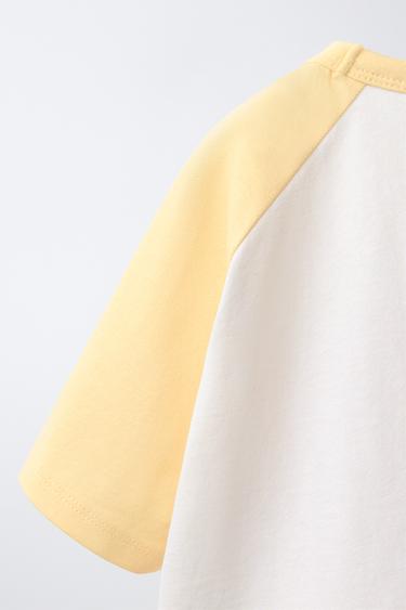EMBROIDERED RAGLAN SLEEVE T-SHIRT - Yellow by Zara - Image 3