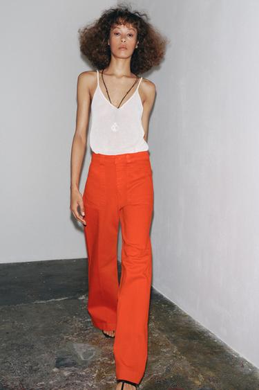 Zara FULL LENGTH PANTS ZW COLLECTION - Orange