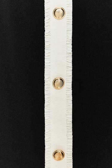 Zara CONTOURING STRETCH BANDEAU DRESS - Black / White