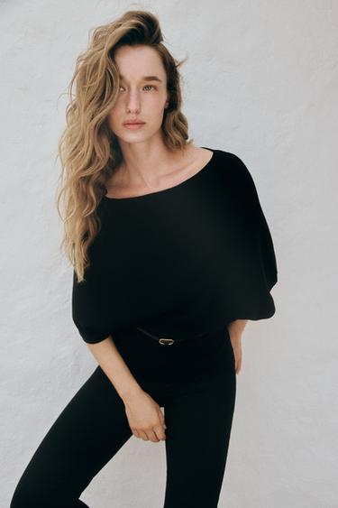 TOP PUNTO CINTURÓN - Negro de Zara