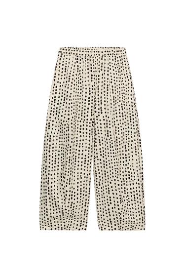 POLKA DOT PYJAMA-STYLE TROUSERS ZW COLLECTION - Ecru / Black by Zara
