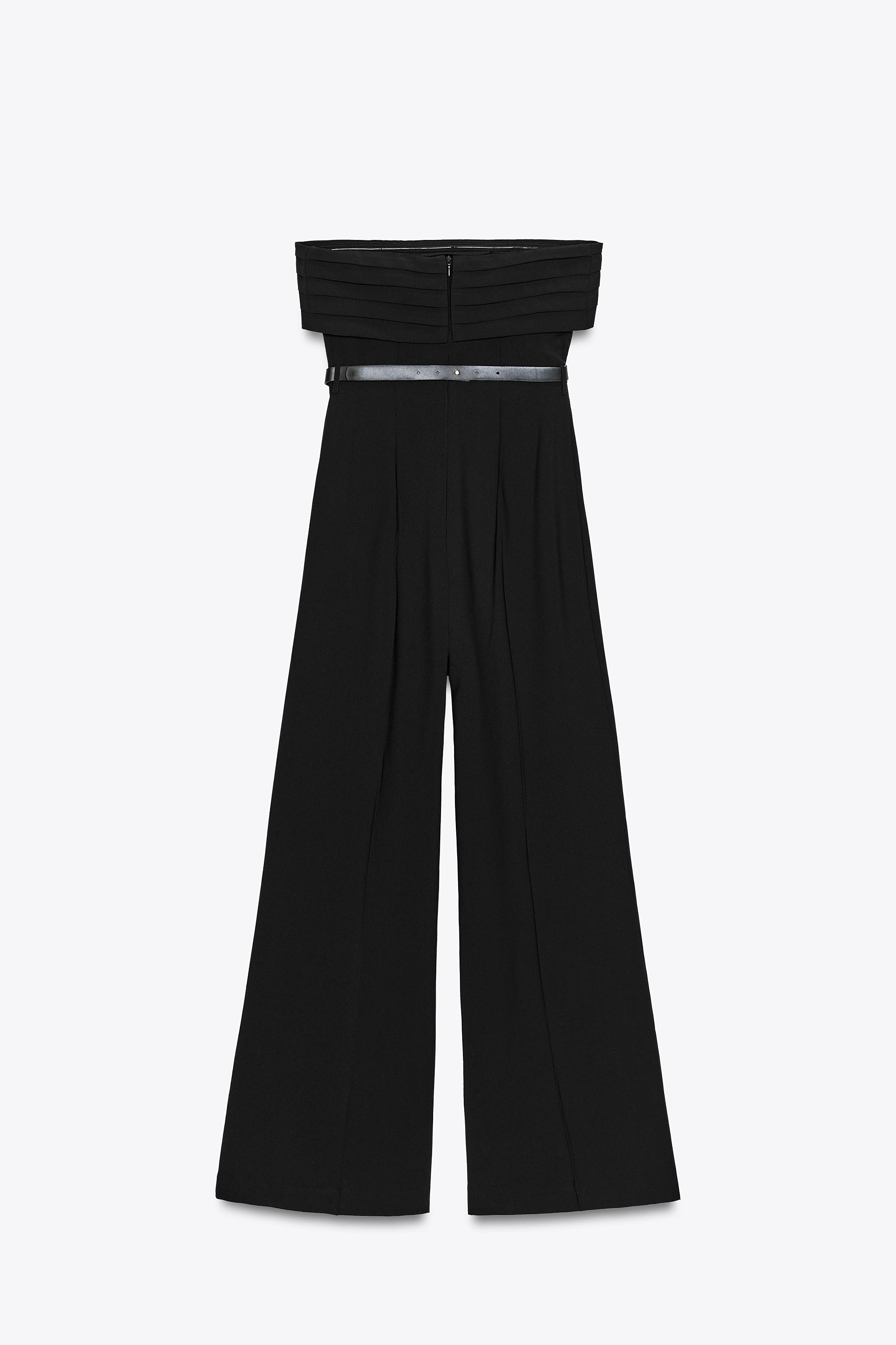 ほよほよねこまふらー TEXTURED FLOWY LONG JUMPSUIT - Black | ZARA United States