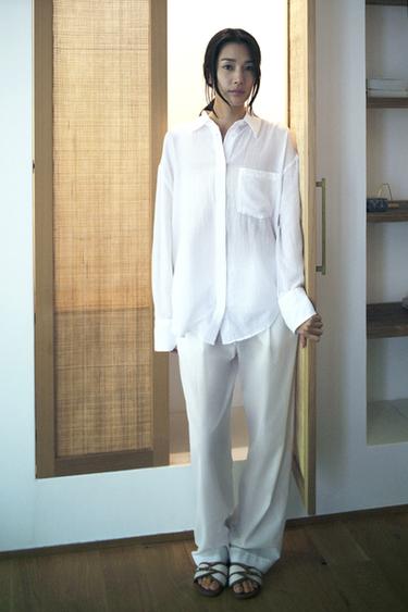 ZW COLLECTION COTTON TROUSERS - White by Zara