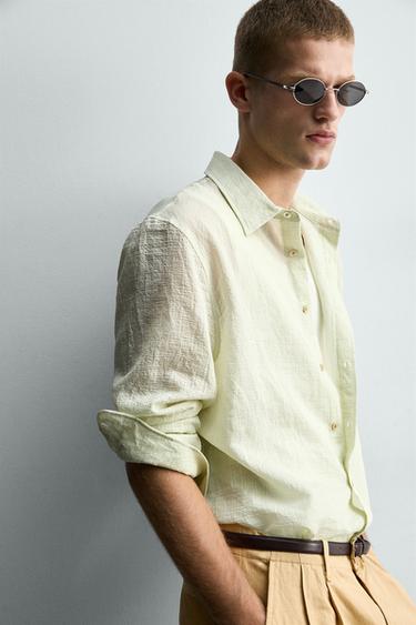 CHEMISE STRUCTURÉE FLUIDE RELAXED FIT - Vert clair de Zara - Image 5