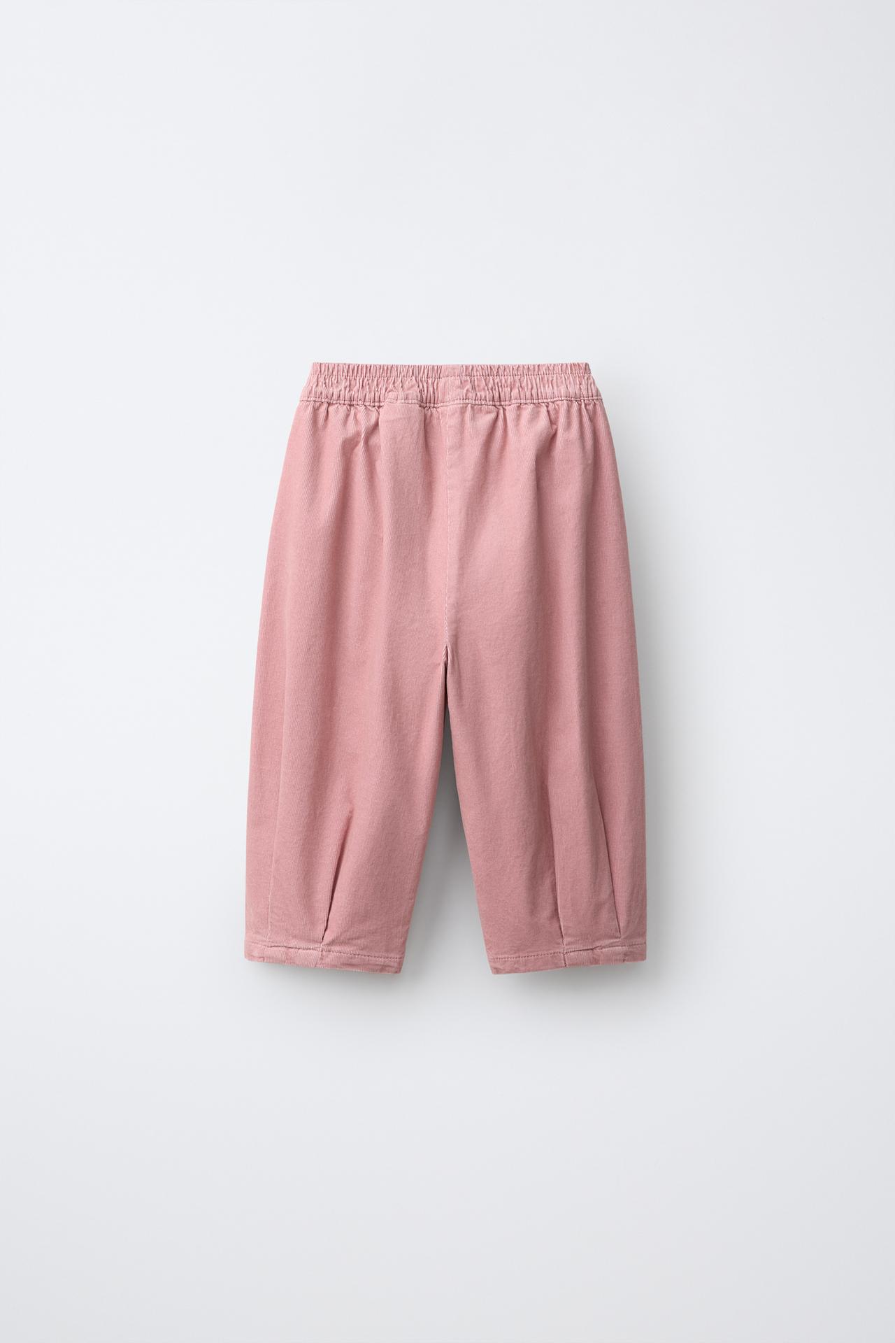 BALLOON FINE-WALE CORDUROY PANTS — Dusty pink
