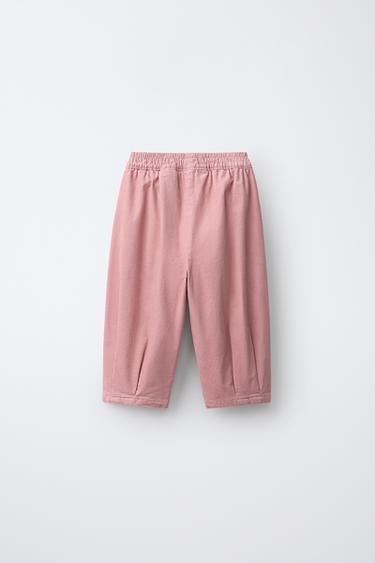 BALLOON FINE-WALE CORDUROY PANTS — Dusty pink 2