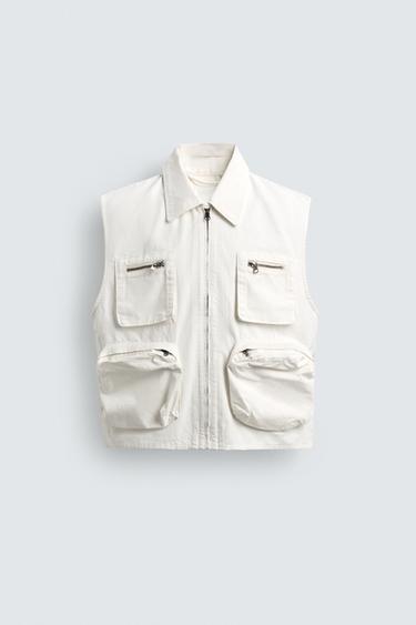 릴렉스핏 유틸리티 포켓 베스트 - Zara 스크래치 화이트
