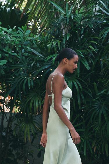 ROBE STYLE LINGERIE SATINÉE - Vert menthe de Zara - Image 6