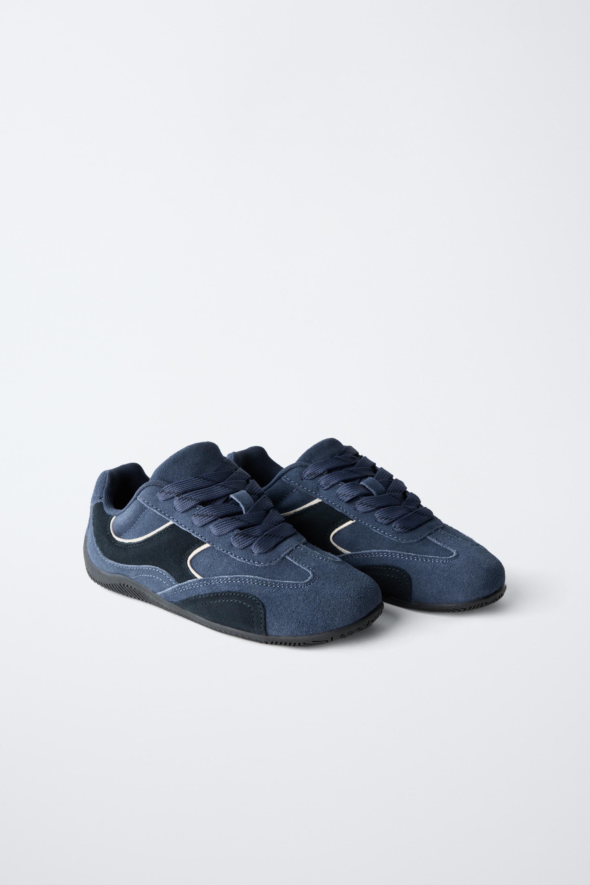 レザー スニーカー - マリンブルー | ZARA Japan / 日本 レザー スニーカー - マリンブルー | ZARA Japan / 日本