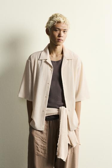 TEXTURED RELAXED FIT SHIRT - Beige marl by Zara