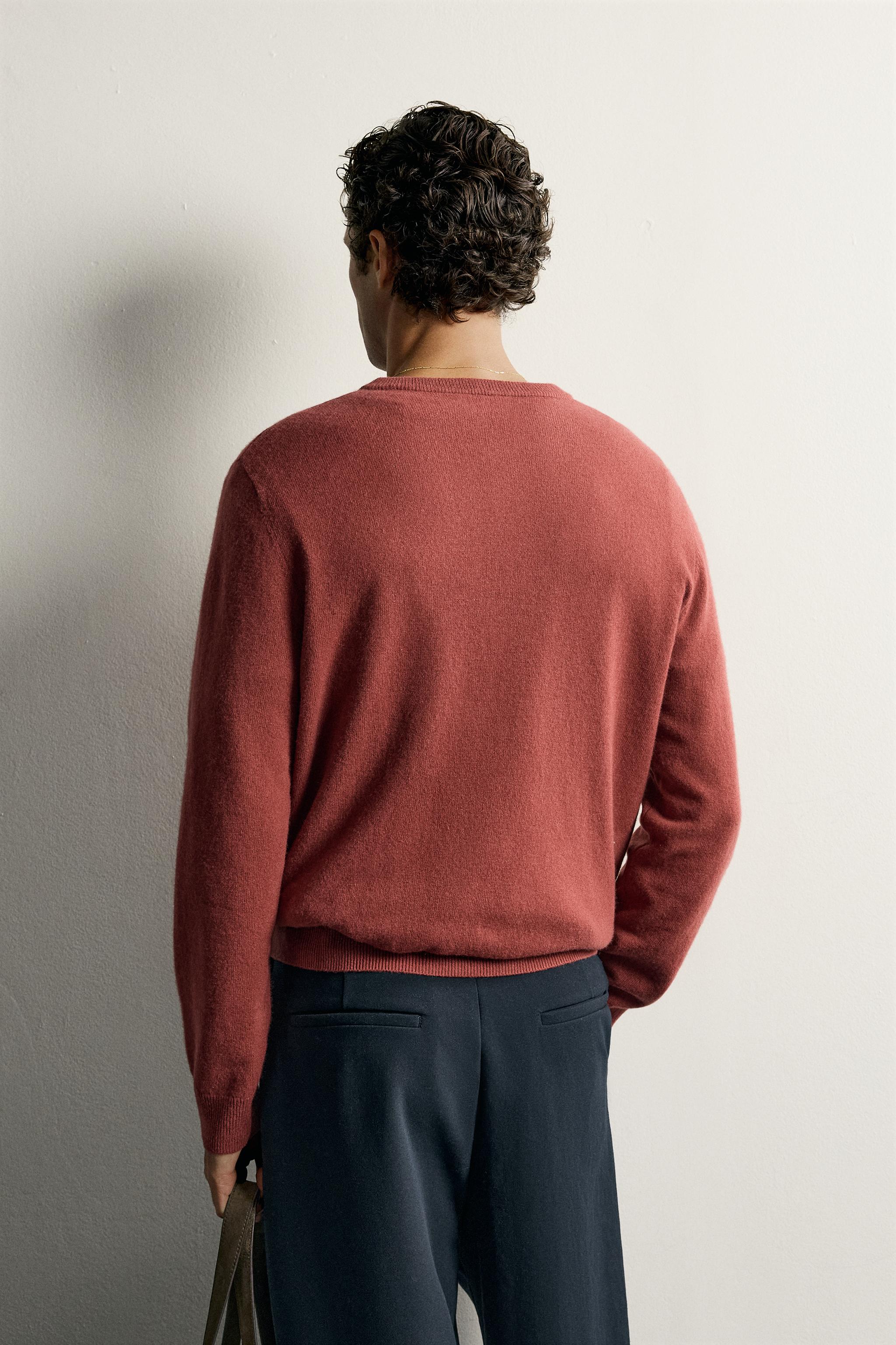 100% WOOL HENLEY NECK SWEATER