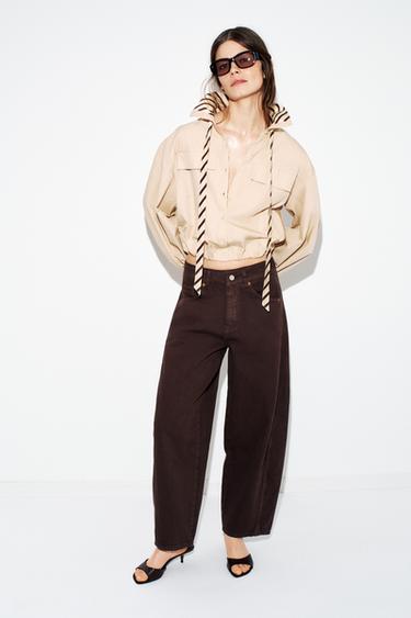 JEANS Z1975 BARREL TIRO MEDIO TOBILLEROS - Marrón de Zara