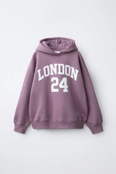 Zara VARSITY HOODIE - Mauve
