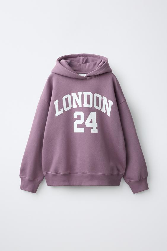 MOLETOM COM CAPUZ VARSITY - Malva da Zara - Imagem 0