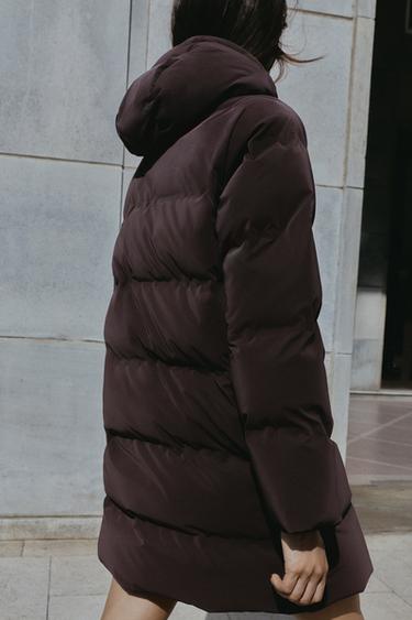 ANORAK SEMI-LONG TISSU ENDUIT WINDPROOF - Marron de Zara - Image 3
