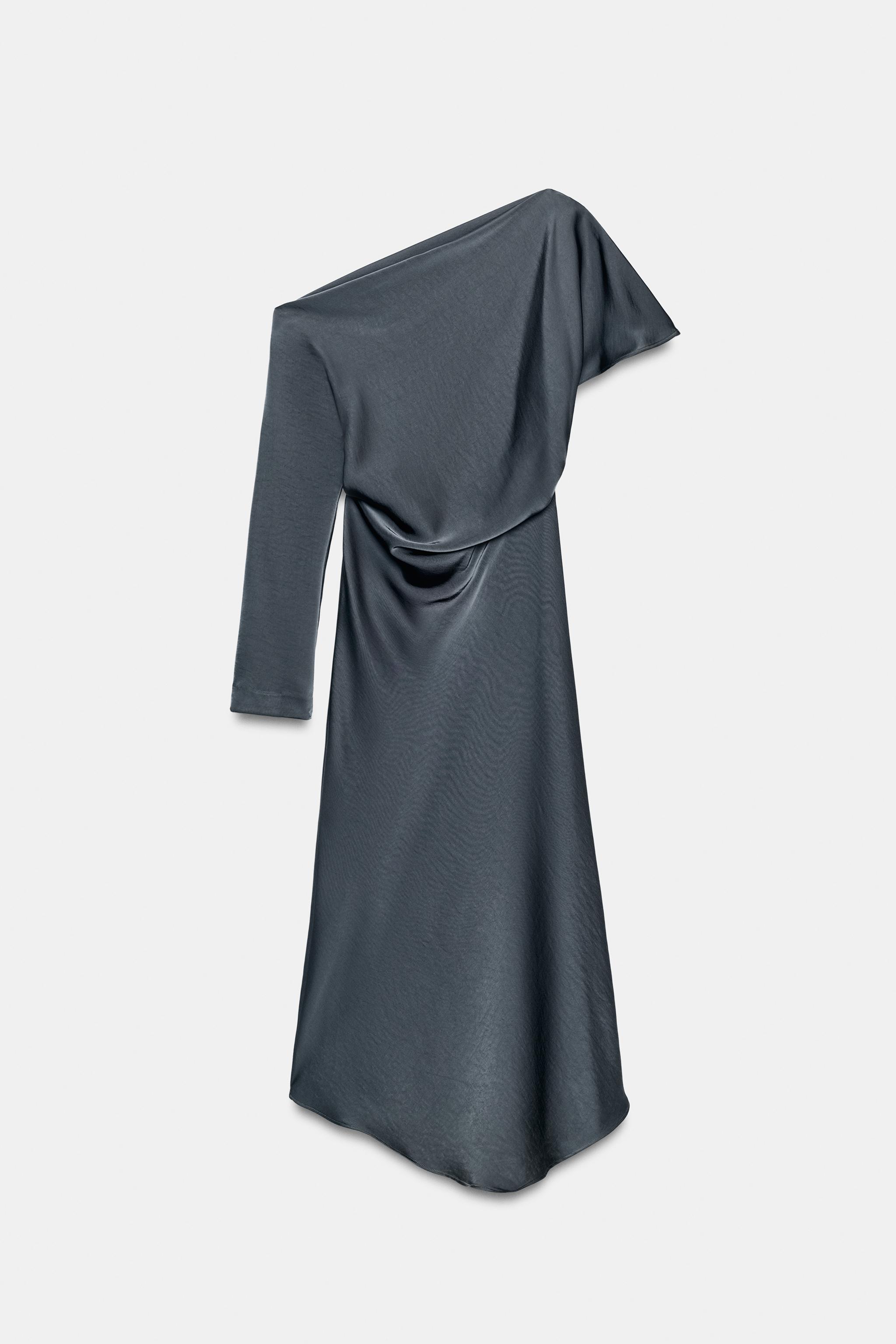 ASYMMETRIC SATIN MAXI DRESS