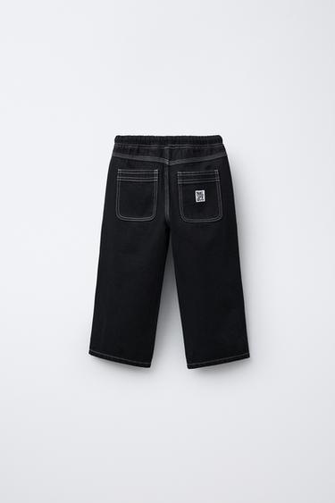 JEANS STRAIGHT CONTRASTE - Negro de Zara