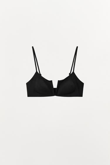 Zara SCULPTING BRA WITH POLYAMIDE - Black
