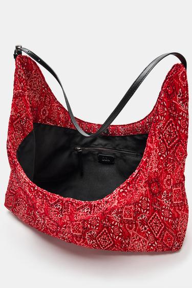 SAC SHOPPER EN TISSU - Rouge de Zara - Image 4