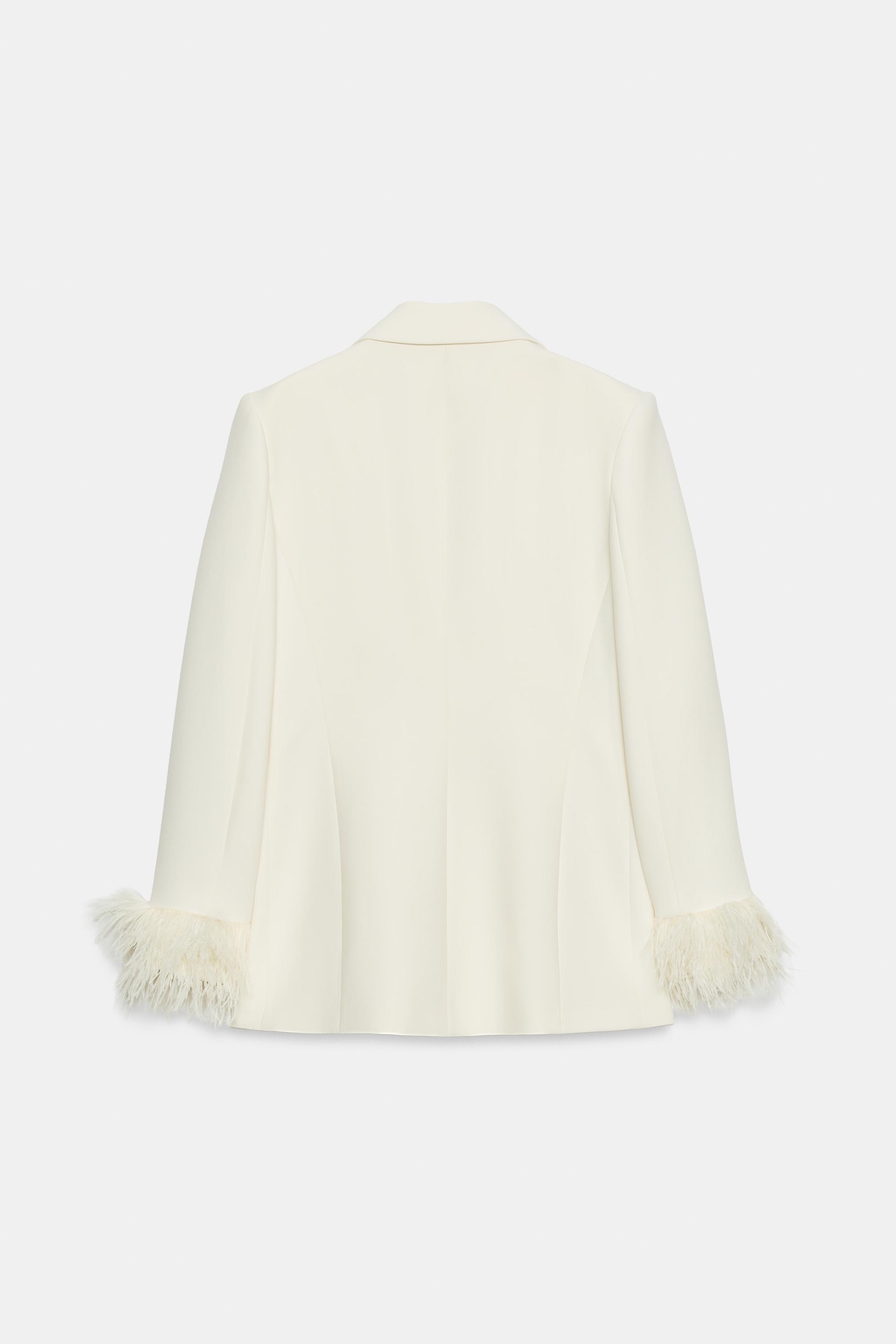 BLAZER WITH FEATHER CUFFS