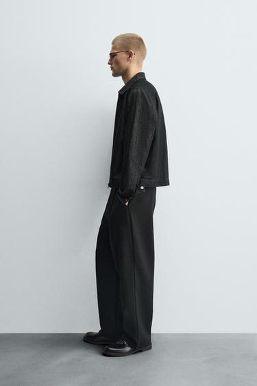 PANTALON COUPE DÉCONTRACTÉE PLIS - Noir de Zara - Image 3