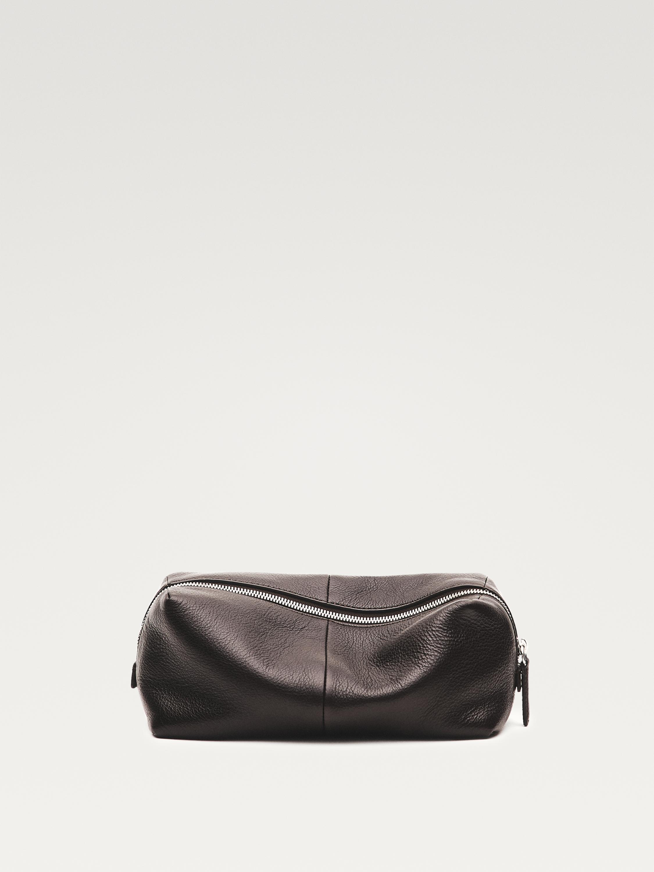 Nappa leather toiletry bag with zip