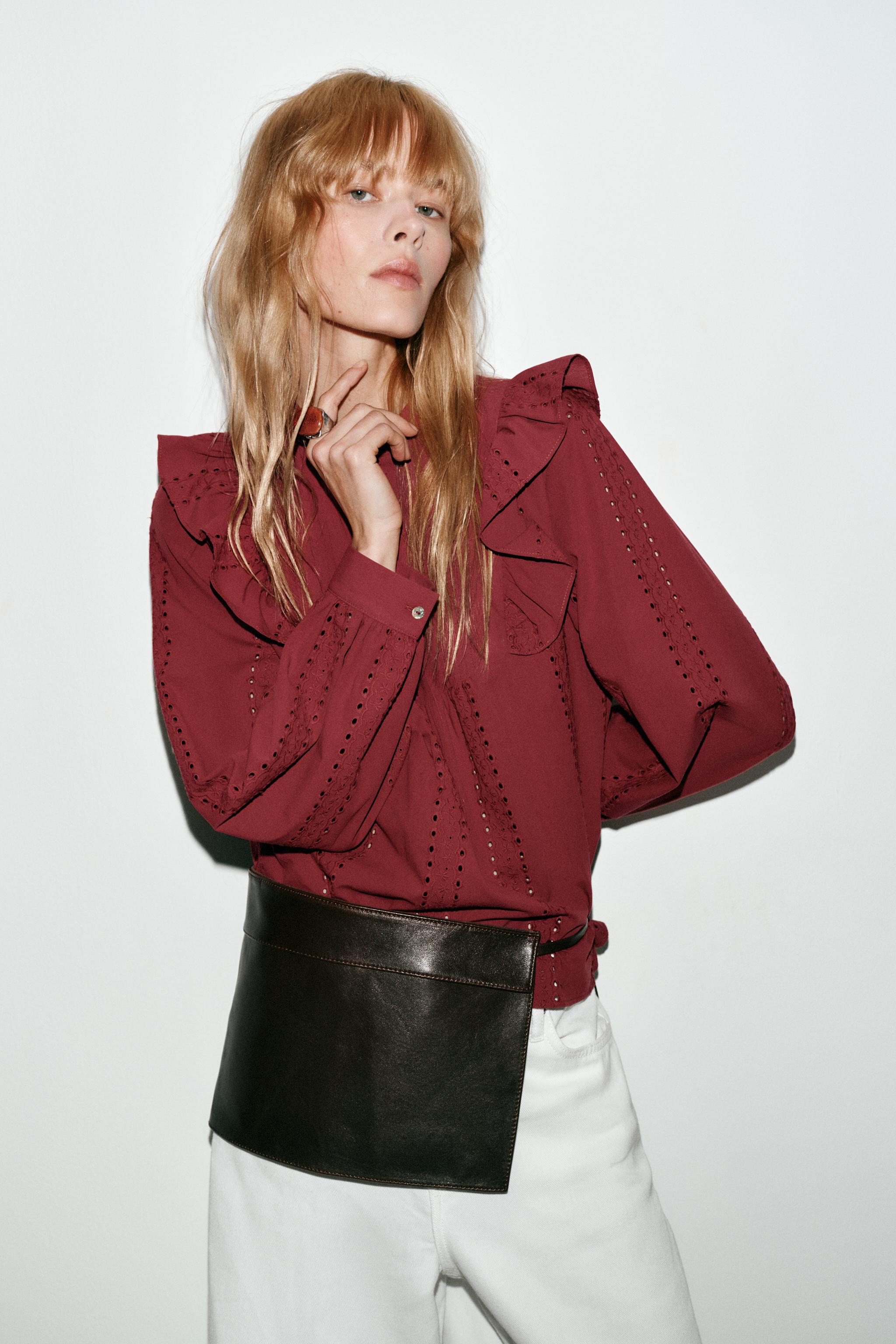 ROMANTIC PERFORATED EMBROIDERED BLOUSE