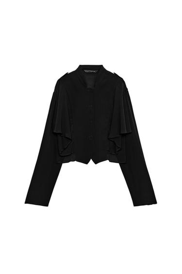 ZW COLLECTION SHORT SHIRT WITH RUFFLES - Black by Zara