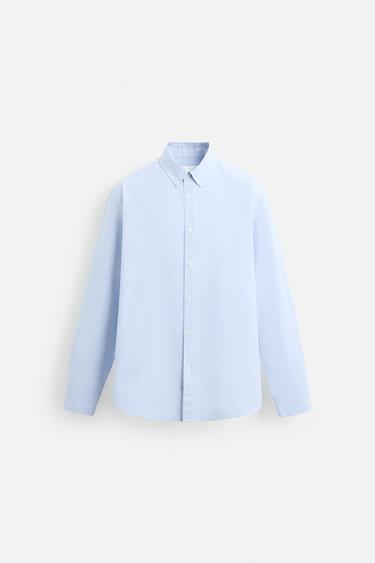 Zara TEXTURED OXFORD SHIRT - Sky blue