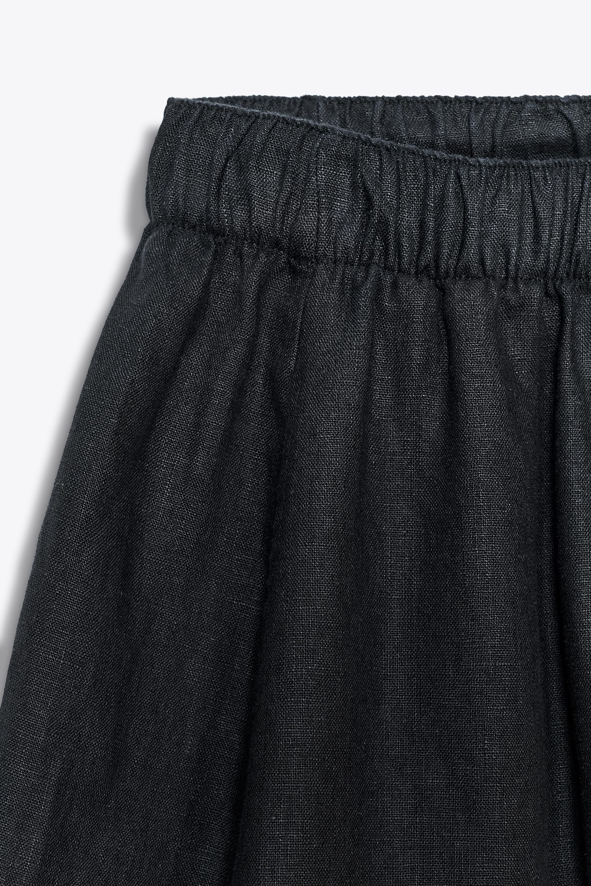 リネンボリュームパンツ ZW COLLECTION - ブラック | ZARA Japan