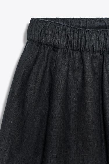 ZW COLLECTION LINEN VOLUME TROUSERS - Black by Zara - Image 4