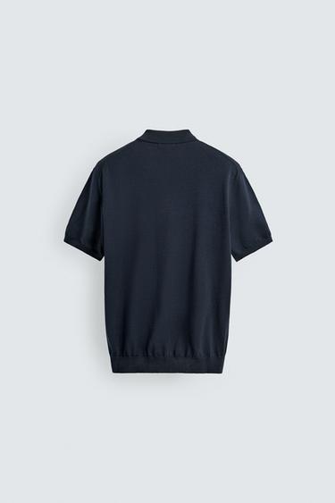 POLO EN MAILLE REGULAR FIT - Bleu marine de Zara - Image 7
