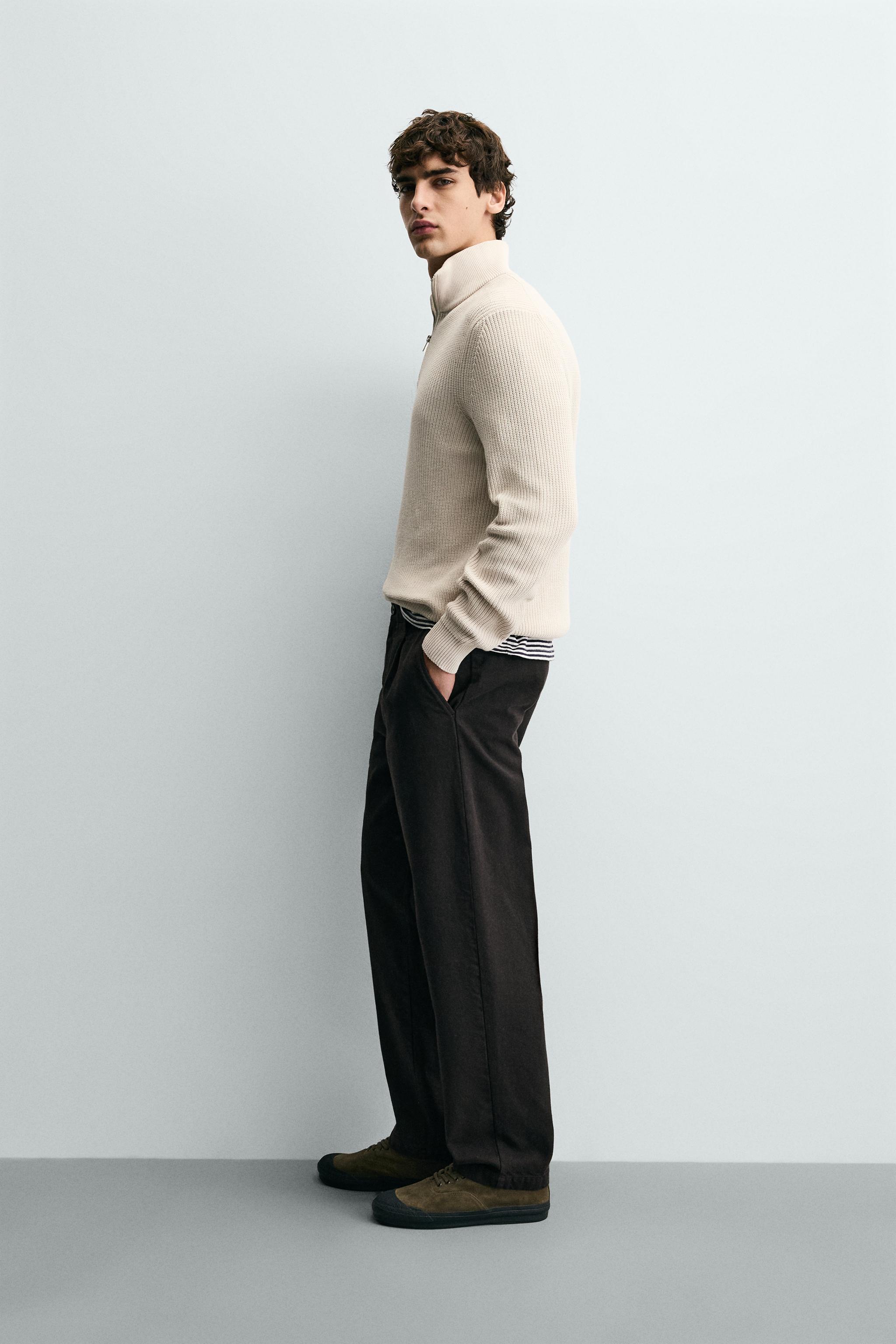 ジップアップ裏編みセーター - エクリュ | ZARA Japan / 日本