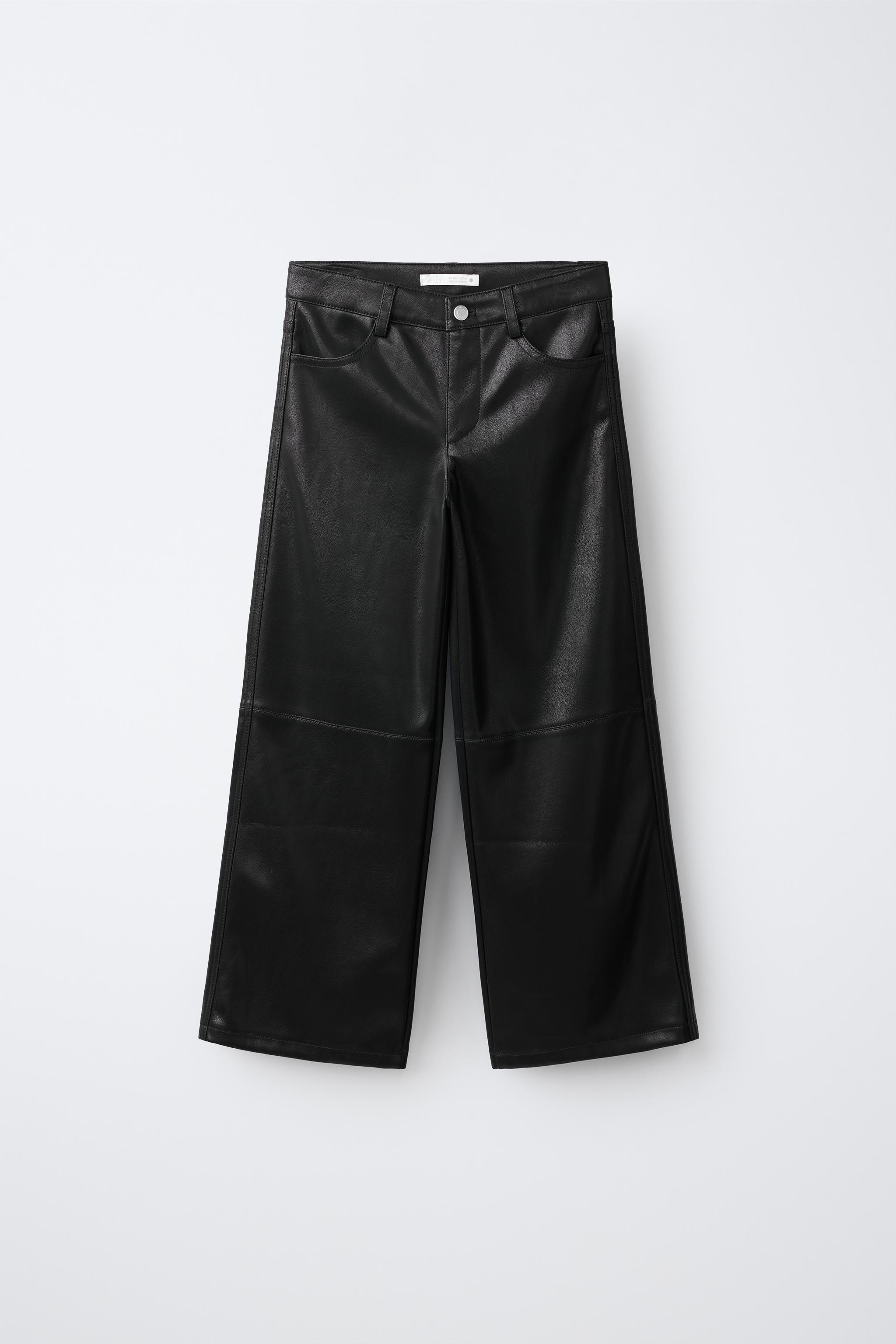 FAUX LEATHER WIDE-LEG PANTS - Black | ZARA United States