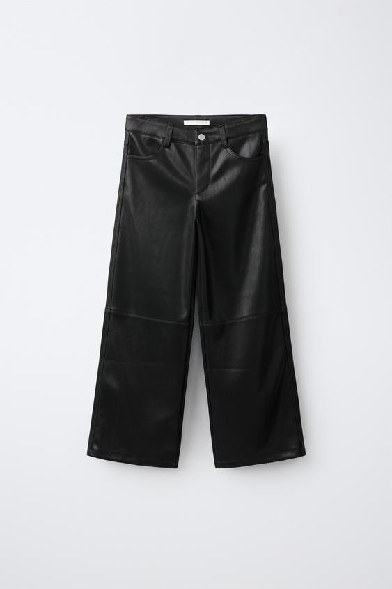 WIDE-LEG-HOSE IN LEDEROPTIK - Schwarz von Zara - Bild 0
