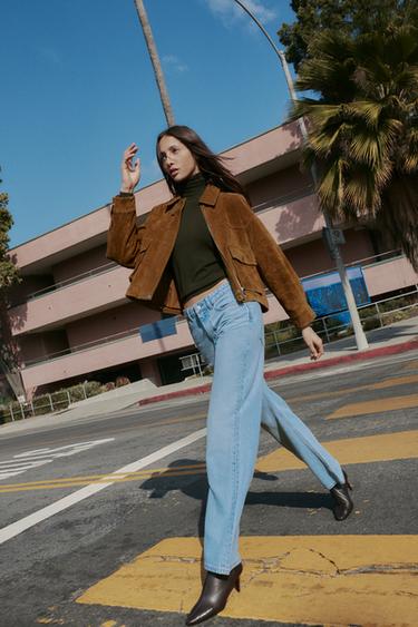 Zara BOMBER JAKNA OD 100% KOŽE – whiskey