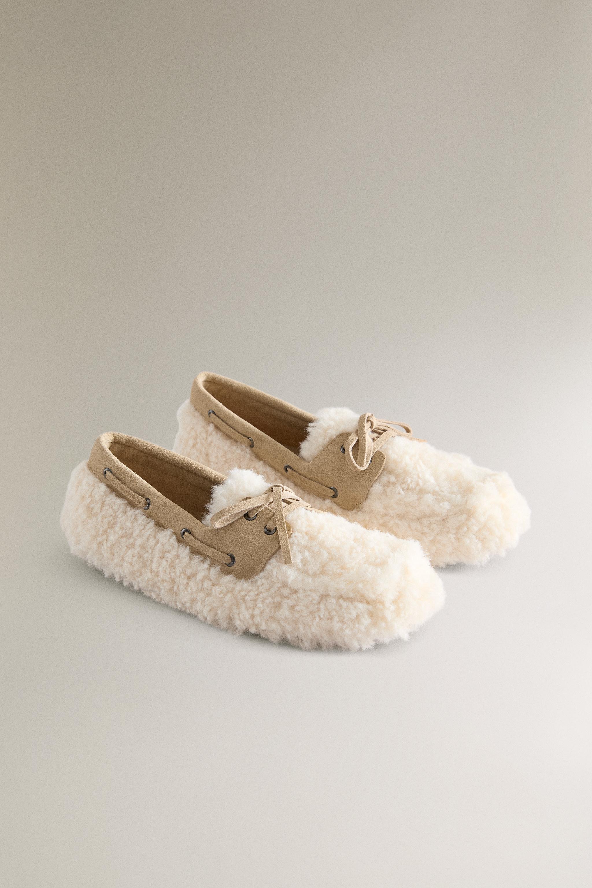 FAUX SHEARLING LEATHER LOAFERS