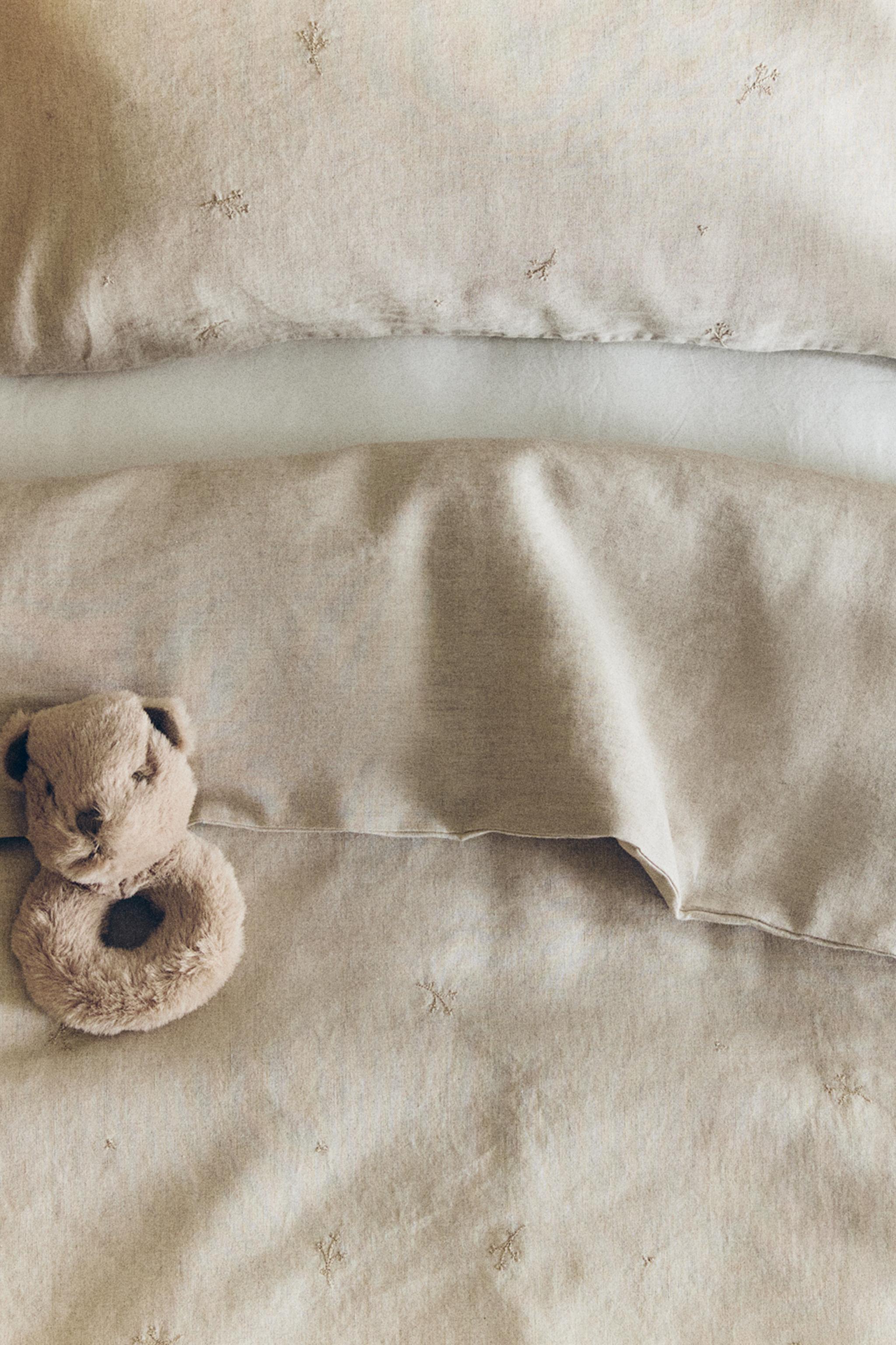 HOUSSE DE COUETTE ENFANT LIN BRODERIE FLEUR