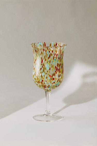 MULTICOLOURED WINE GLASS - Blue green Zara